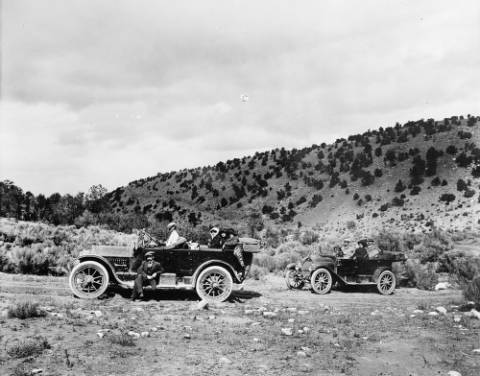 Two cars on their way to Taos