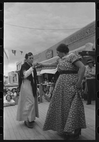 Two women dancing at Taos Fiestas 1940